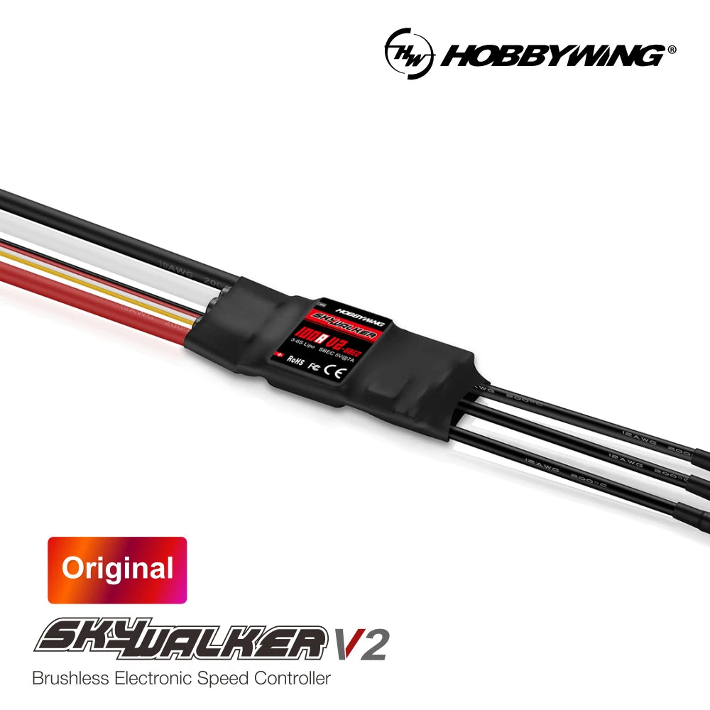 Hobbywing Skywalker V2 Brushless ESC 100/80/50/40A/30A/20A/15A 32bit ARM 96MHz 300,000 RPM DEO Reverse Brake Multiple Protection