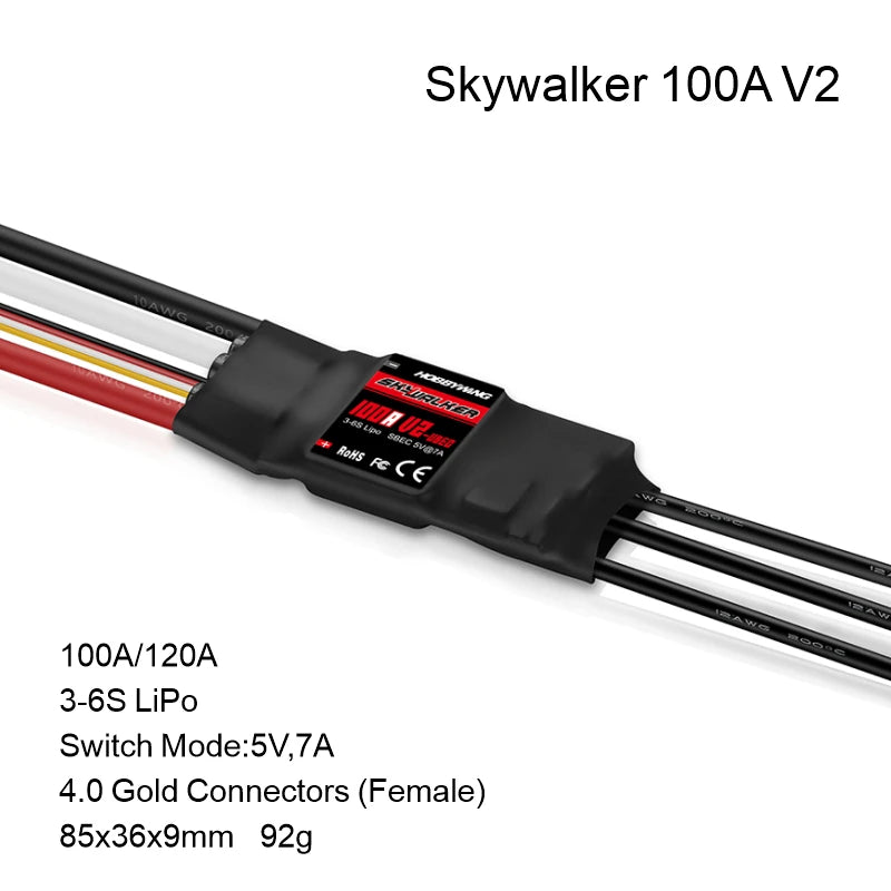 Hobbywing Skywalker V2 Brushless ESC 100/80/50/40A/30A/20A/15A 32bit ARM 96MHz 300,000 RPM DEO Reverse Brake Multiple Protection