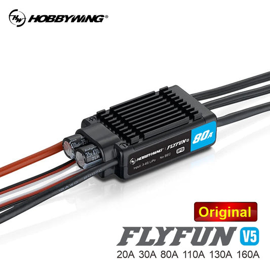 Original Hobbywing FlyFun V5 Brushless ESC 40A 60A 80A 110A 120A 130A Soft Start-ups Reverse Brake Highpower BEC DEO Technology