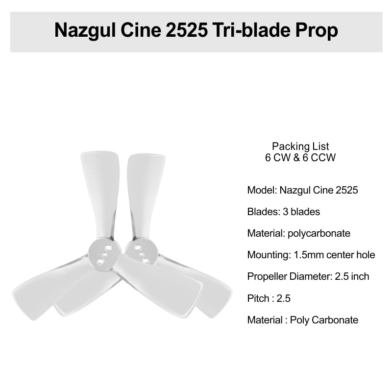 Iflight FPV Propellers CW CCW 2.5 /3/5/5.1/6 Inch Polycarbonate Nazgul Tri-blade Prop 6pcs