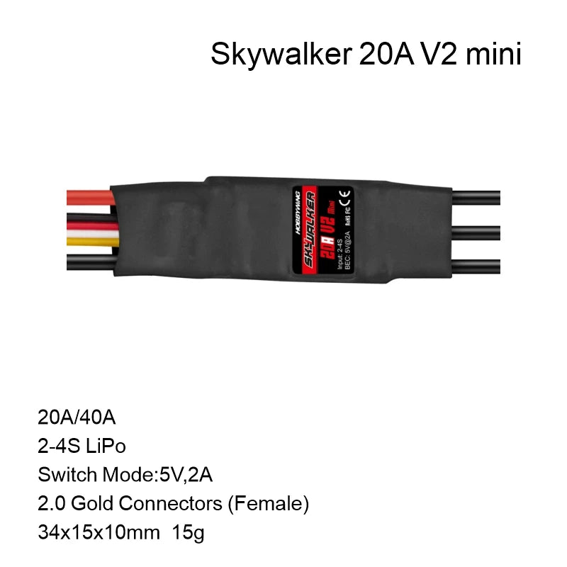 Hobbywing Skywalker V2 Brushless ESC 100/80/50/40A/30A/20A/15A 32bit ARM 96MHz 300,000 RPM DEO Reverse Brake Multiple Protection