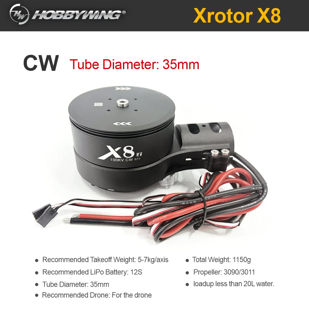 Original X8 Motor Hobbywing Xrotor FOC Combo 80A ESC 12S LIPO 3090/3011 CW/CCW