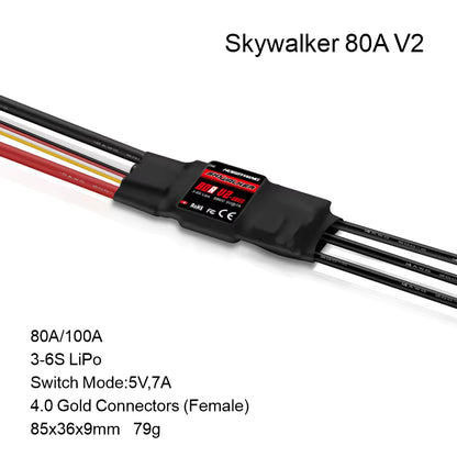Hobbywing Skywalker V2 Brushless ESC 100/80/50/40A/30A/20A/15A 32bit ARM 96MHz 300,000 RPM DEO Reverse Brake Multiple Protection