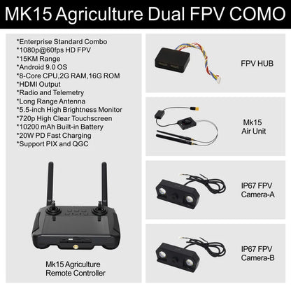 SIYI MK15 Mini HD Handheld Agriculture Smart Controller with 5.5 Inch LCD Touchscreen 1080p 60fps FPV 180ms Latency 3.5KM CE FCC
