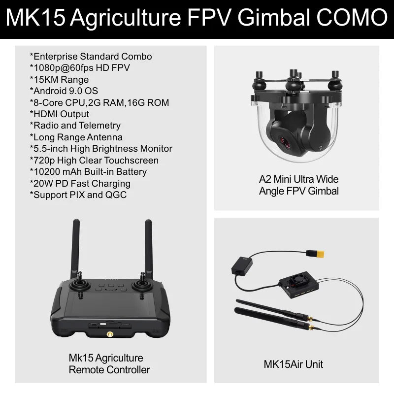 SIYI MK15 Mini HD Handheld Agriculture Smart Controller with 5.5 Inch LCD Touchscreen 1080p 60fps FPV 180ms Latency 3.5KM CE FCC