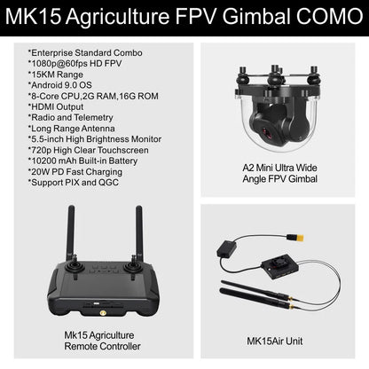 SIYI MK15 Mini HD Handheld Agriculture Smart Controller with 5.5 Inch LCD Touchscreen 1080p 60fps FPV 180ms Latency 3.5KM CE FCC