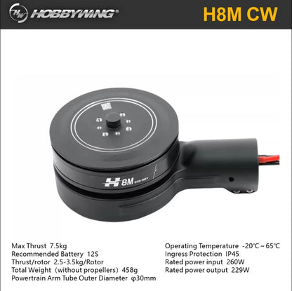 Hobbywing Original H8M H6M Power Set 3098 / 2278 Carbon Fiber Blade 12S Brushless Motor Esc Integration Power System for Drone
