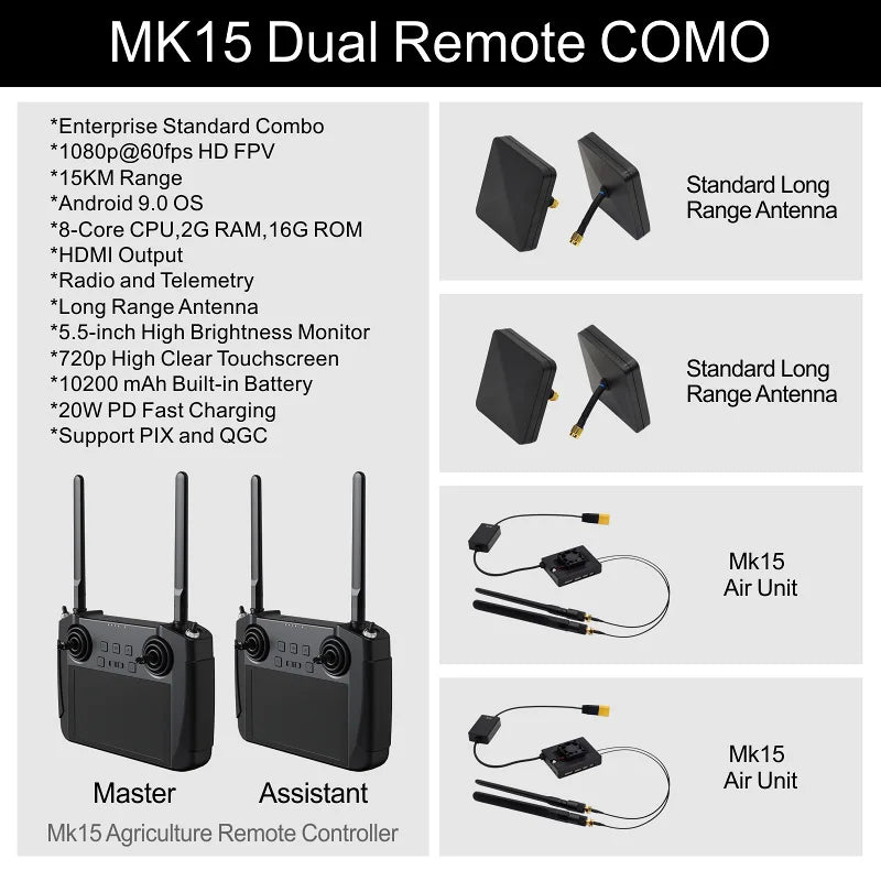 SIYI MK15 Mini HD Handheld Agriculture Smart Controller with 5.5 Inch LCD Touchscreen 1080p 60fps FPV 180ms Latency 3.5KM CE FCC