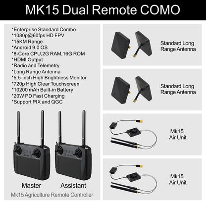 SIYI MK15 Mini HD Handheld Agriculture Smart Controller with 5.5 Inch LCD Touchscreen 1080p 60fps FPV 180ms Latency 3.5KM CE FCC