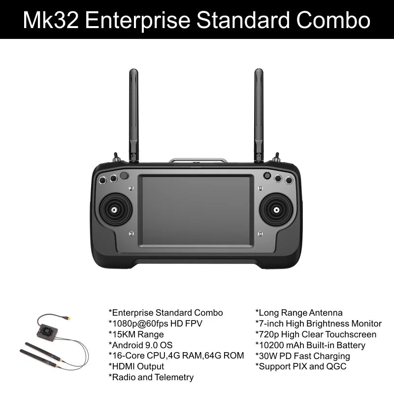 SIYI MK32 Enterprise Handheld Ground Station Smart Controller with 7 Inch LCD Touchscreen Dual Full HD 4G RAM 64G ROM Android