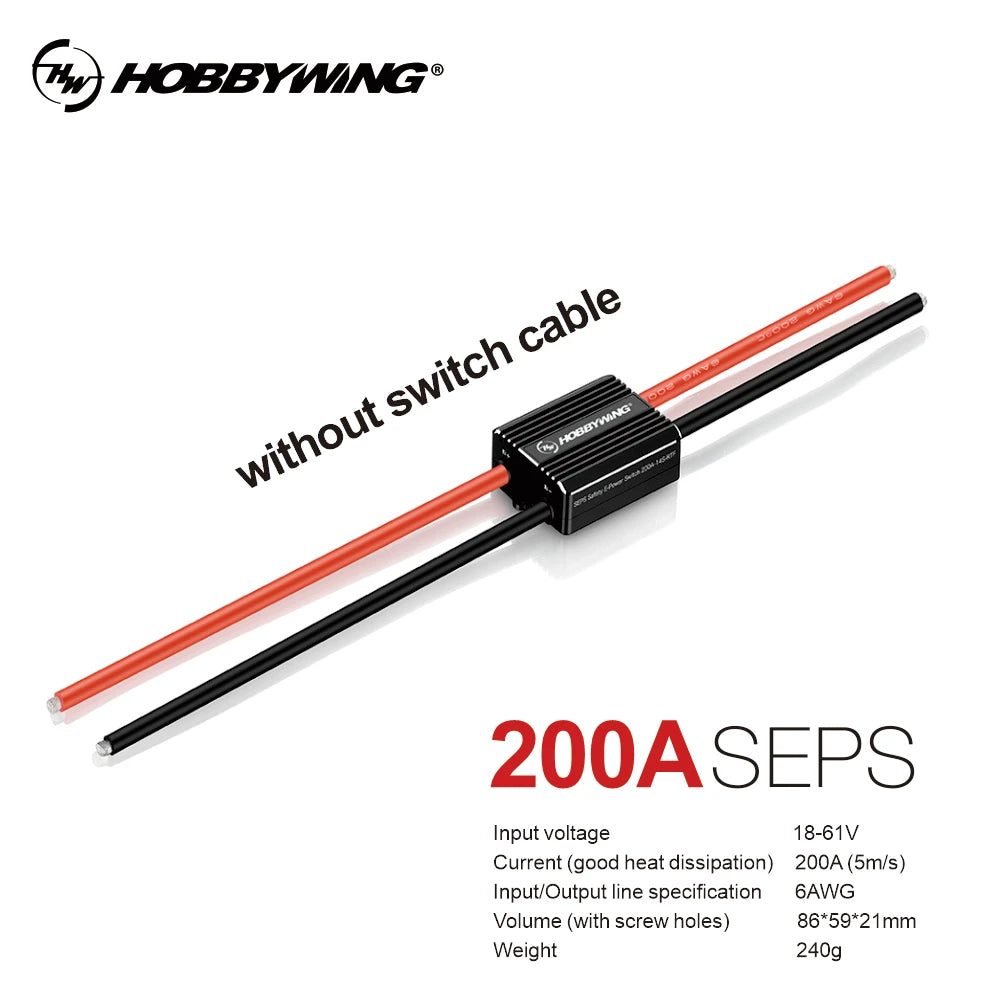 Hobbywing High-pressure Safety E-power Switch 200A 14S 300A 18S 36V-78.3V IP67 Anti-Spark Technology 4S The Delayed