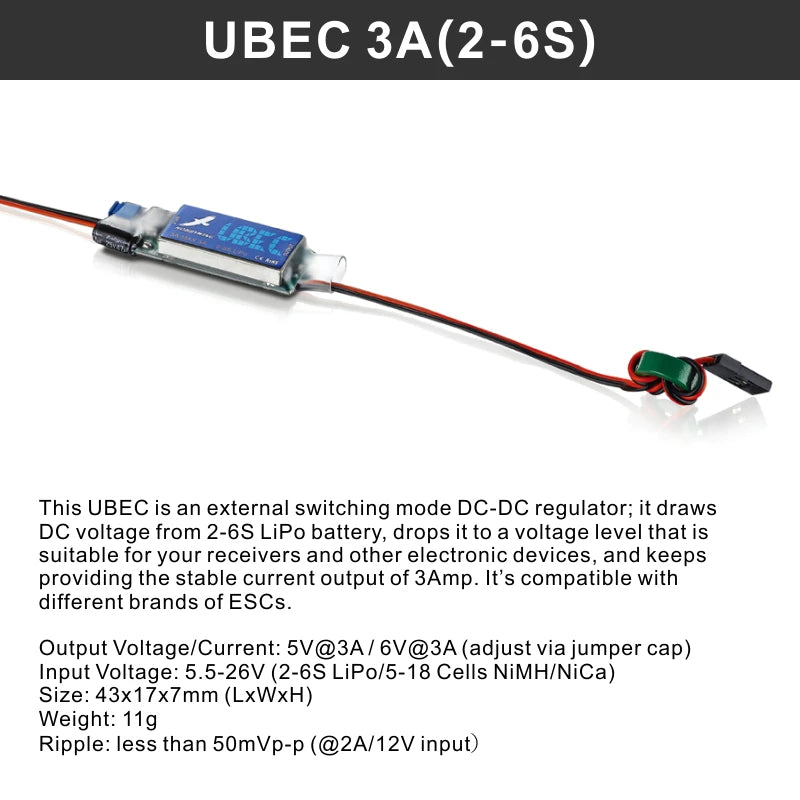 Hobbywing UBEC 25A 3-18S / 10A 2-14S / 5A 2-8S V2 Waterproof Small Regulator Power Module External Switching for RC FPV Drone