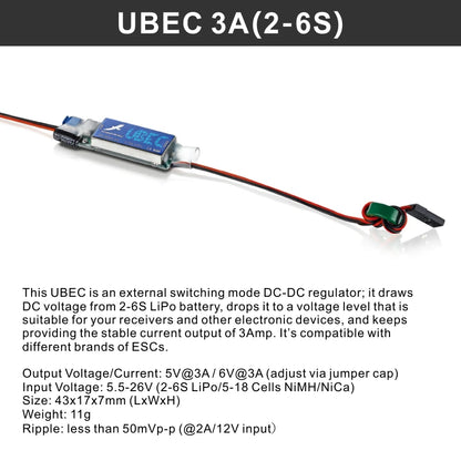 Hobbywing UBEC 25A 3-18S / 10A 2-14S / 5A 2-8S V2 Waterproof Small Regulator Power Module External Switching for RC FPV Drone