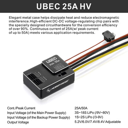 Hobbywing UBEC 25A 3-18S / 10A 2-14S / 5A 2-8S V2 Waterproof Small Regulator Power Module External Switching for RC FPV Drone