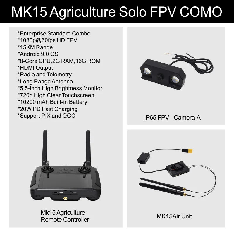 SIYI MK15 Mini HD Handheld Agriculture Smart Controller with 5.5 Inch LCD Touchscreen 1080p 60fps FPV 180ms Latency 3.5KM CE FCC