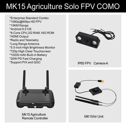 SIYI MK15 Mini HD Handheld Agriculture Smart Controller with 5.5 Inch LCD Touchscreen 1080p 60fps FPV 180ms Latency 3.5KM CE FCC