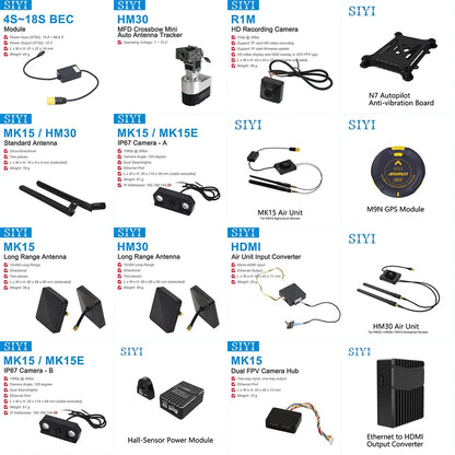 SIYI Original Accessory MK15 MK32 Air Unit Long Range Directional Antenna Camera Hub BEC Module Hall-Sensor Power Module