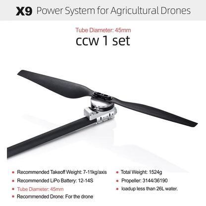 Hobbywing Original X9 Brushless Motor with ESC Power System 9616 110KV 12-14S 3411 Propeller For 40mm Tuble Agricultural Drones