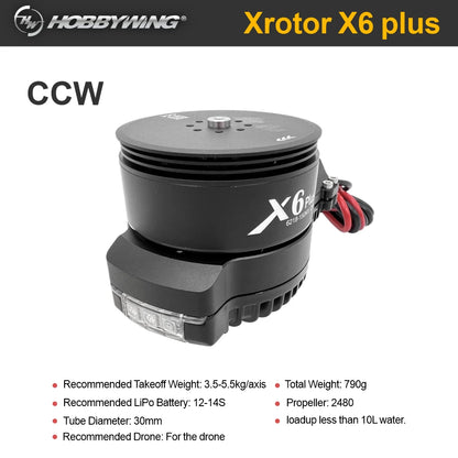 Original Hobbywing X6 Plus Xrotor 12S-14S FOC Combo ESC Motor 2480