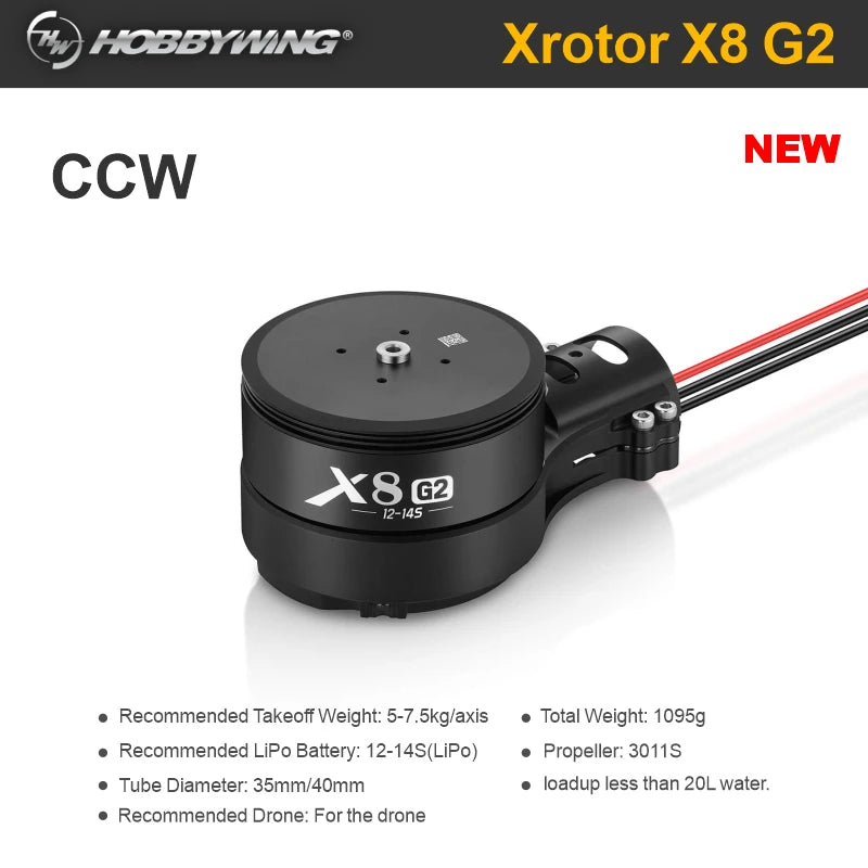 Hobbywing X8 G2 Power System New-Generation integrated Propulsion System Match 3011s propeller Faster than the speed of X8 Pow